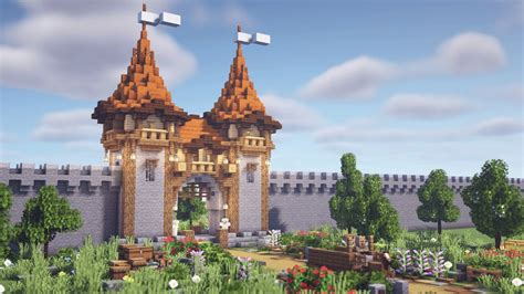 Minecraft | How to Build a Fantasy Castle Gate (Tutorial) - YouTube