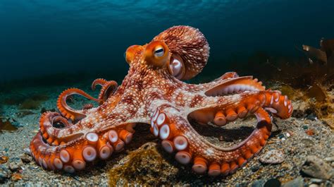 octopus in natural habitat, underwater octopus, marine life photography ...