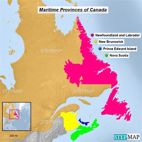 StepMap - Maritime Provinces of Canada - Landkarte für Canada