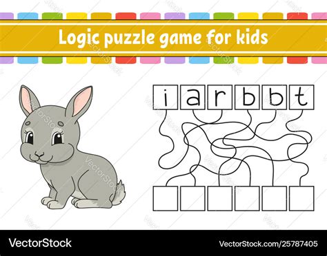 Logic puzzle game learning words for kids find Vector Image