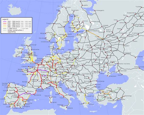 Europe High Speed Rail Map - Vector U S Map