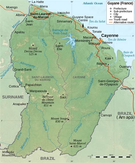 Large detailed map of French Guiana - Ontheworldmap.com