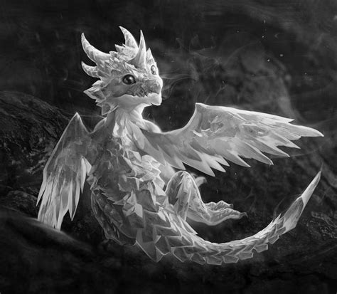 Grey-scale baby Ice Dragon | Dragon art, Mythical creatures art, Dragon ...