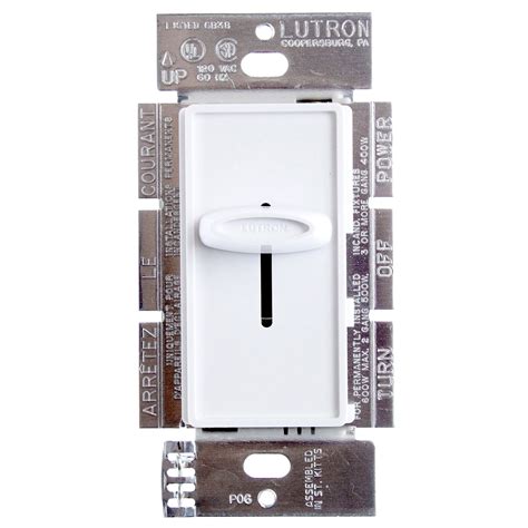 Lutron S-600-Wh Skylark Single Pole Dimmer With On/Off Switch, 600-Watt ...