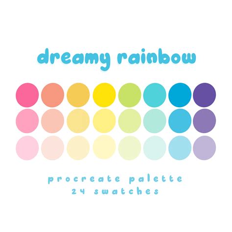 Pastel Rainbow Procreate Color Palette Color Swatches Instant Download ...