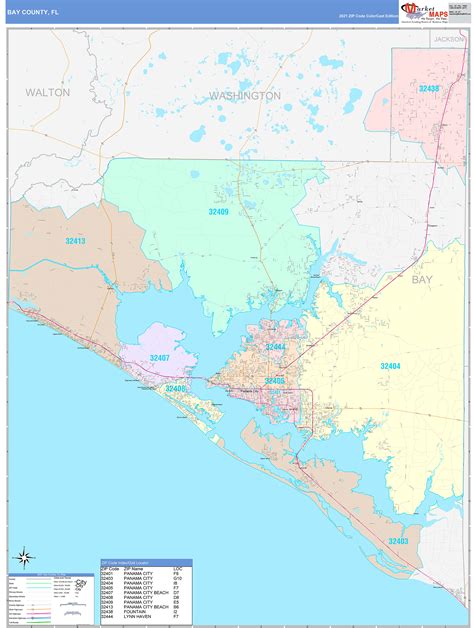 Bay County, FL Wall Map Color Cast Style by MarketMAPS - MapSales