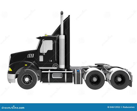 Side View - Detailed Semi Truck Stock Illustration - Illustration of ...