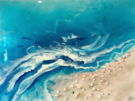 "Bali Utopia - Teal Blue Ocean Wave Beach - OCEAN SEASCAPE Original ...