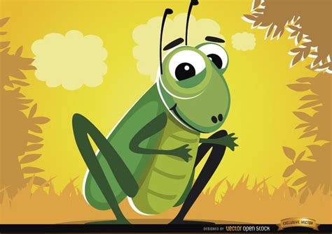 Funny Cartoon Cricket Bug - Vector Download