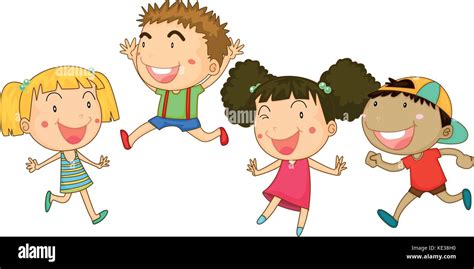 Four children with happy face illustration Stock Vector Image & Art - Alamy