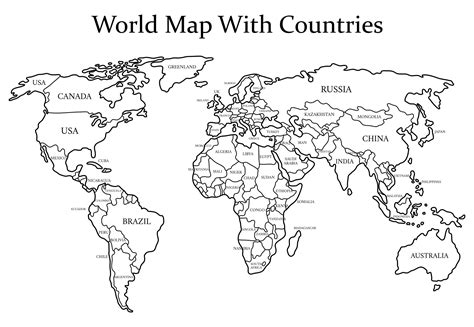 Printable World Map Outline Labeled | Images and Photos finder