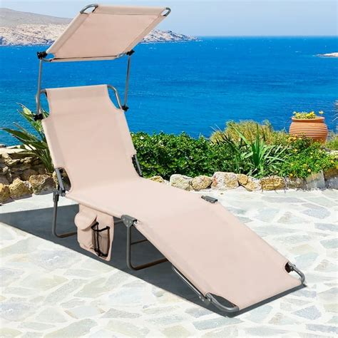 Costway Foldable Lounge Chair Outdoor Adjustable Beach Patio Pool ...