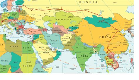 Map of Europe, Middle East, Asia, Russia, and Africa