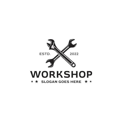 Premium Vector | Workshop key logo in vintage style