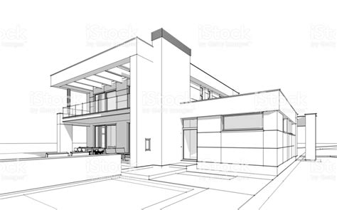 3d rendering sketch of modern cozy house with garage for sale or rent ...