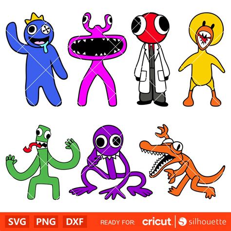 Rainbow Friends Characters Svg, Rainbow Family Svg, Gamer Rainbow ...