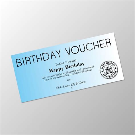 Personalised Birthday Gift Voucher Personalised Gift Card - Etsy UK ...