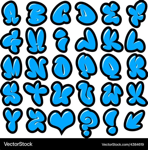 Bubble Graffiti Font Alphabet