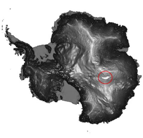 ESA - ERS-1 Antarctic map, Lake Vostok marked