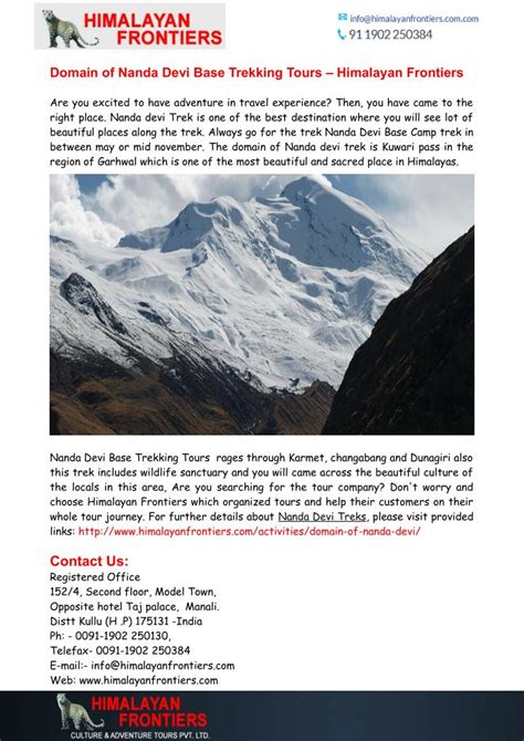 PPT - Nanda Devi Base Trekking Tours - Himalayan Frontiers PowerPoint ...