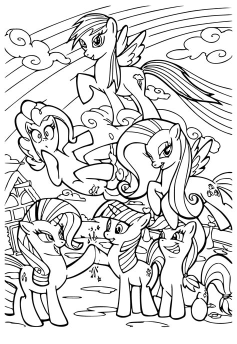 Free Printable My Little Pony Characters Coloring Page for Adults and ...