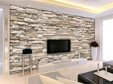 brick wallpaper in living room - Home Design Minimalist