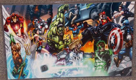 Marvel Avengers vs DC Justice League Glossy Print 11 x 17 In Hard ...