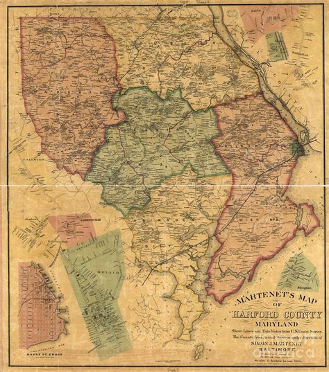 Vintage Map of Harford County, Maryland 1878 Photograph by JL Images ...