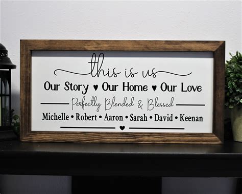 Blended family wedding gift-family name sign for established | Etsy