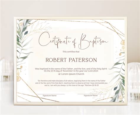 Baptism Certificate Template Baby Christening Certificate - Etsy