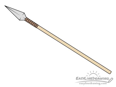 How to Draw a Spear Step by Step - EasyLineDrawing