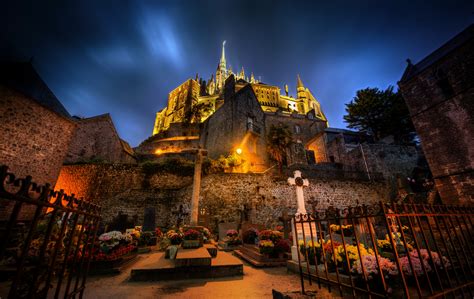 france, Mont, Saint, Michel, Night, Hdr, Cities, Cathedral, Castle ...