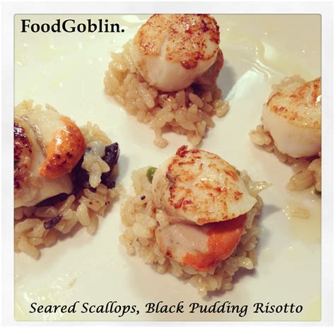 Seared Scallops, Black Pudding Risotto - Food Goblin