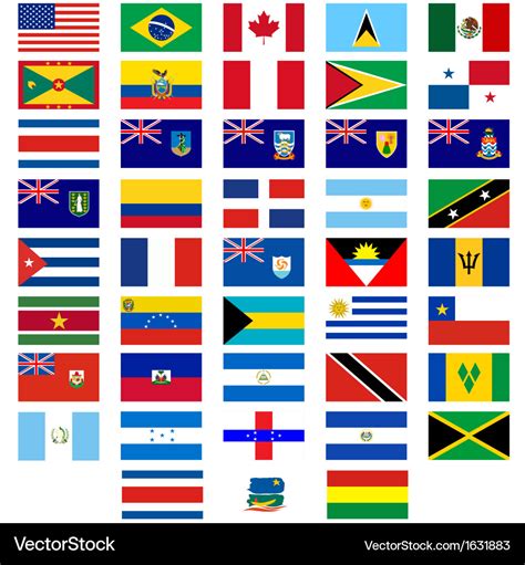 Flags of the countries of america Royalty Free Vector Image