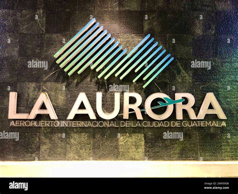 Signage of International Airport La Aurora in Guatemala City inside the ...