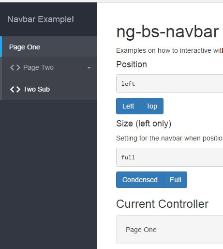 Angular side menu with Bootstrap navbar