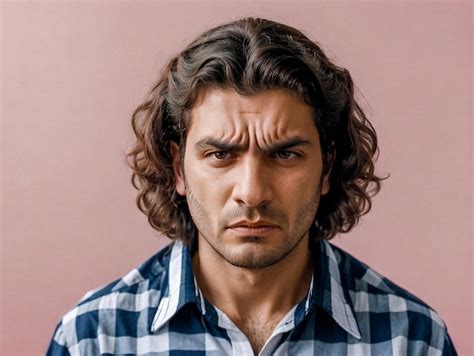 Premium Photo | Portrait of a 35yr old angry greek man curly hair ...