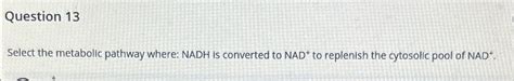 Solved Select the metabolic pathway where: NADH is converted | Chegg.com