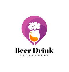 Point with beer drink logo design creative beer Vector Image