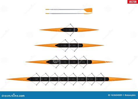 Set of Racing Shell for Rowing Stock Vector - Illustration of crew ...