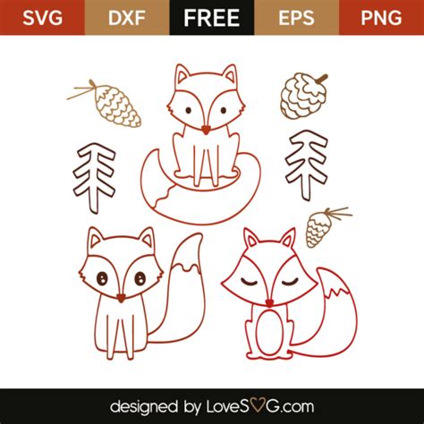 Little Fox Outline - Lovesvg.com