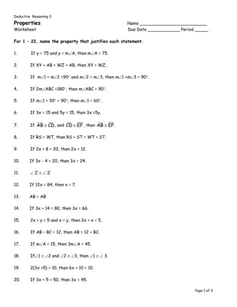 Properties Of Equality Worksheet – E Street Light