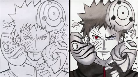 How to Draw Obito Uchiha with 3 Masks | Naruto Shippuden ナルト 疾風伝 - YouTube