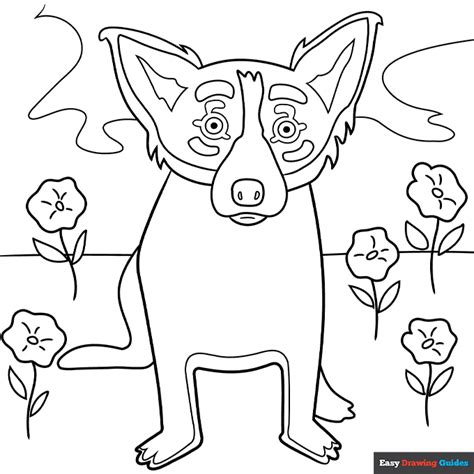 Easy George Rodrigue Blue Dog Art Project for Kids Coloring Page | Easy ...