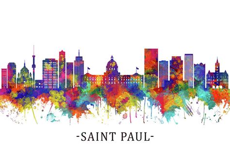 Saint Paul Minnesota Skyline Mixed Media by NextWay Art - Fine Art America