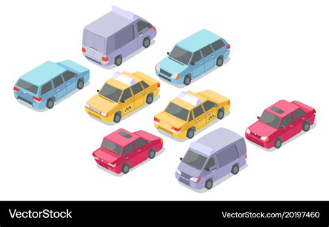 Isometric cars isolated icons Royalty Free Vector Image