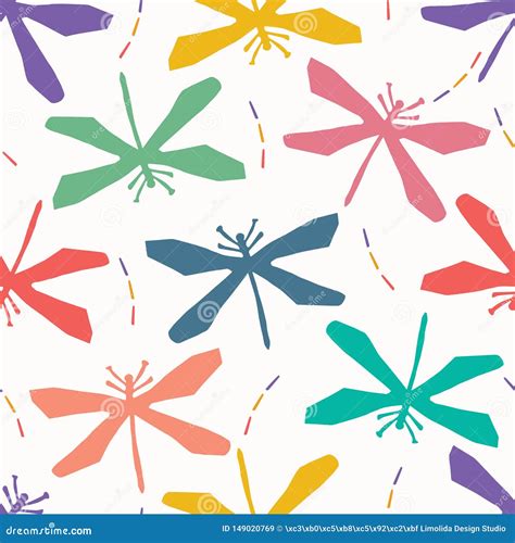 Abstract Dragonfly Cut Out Shapes. Vector Pattern Seamless Background ...