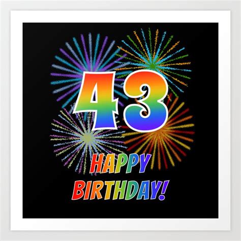 43rd Birthday "43" & "HAPPY BIRTHDAY!" w/ Rainbow Spectrum Colors + Fun ...