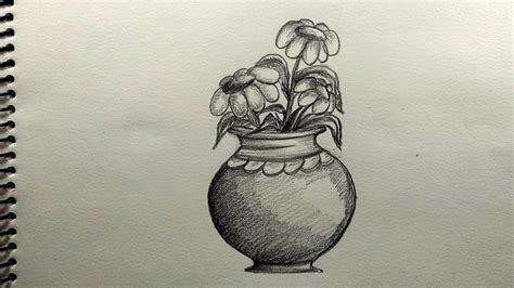 Realistic Easy Flower Vase Pencil Drawing / Cartoon pencil sketches ...