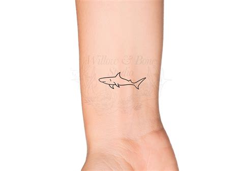 Shark Outline Wrist Temporary Tattoo Beach Vacation Animal Shark Week ...